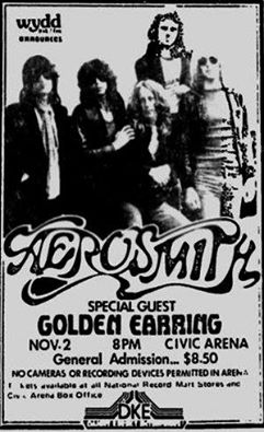 Aerosmith with special guest Golden Earring show ad Pittsburgh - Civic Arena (November 02, 1978)